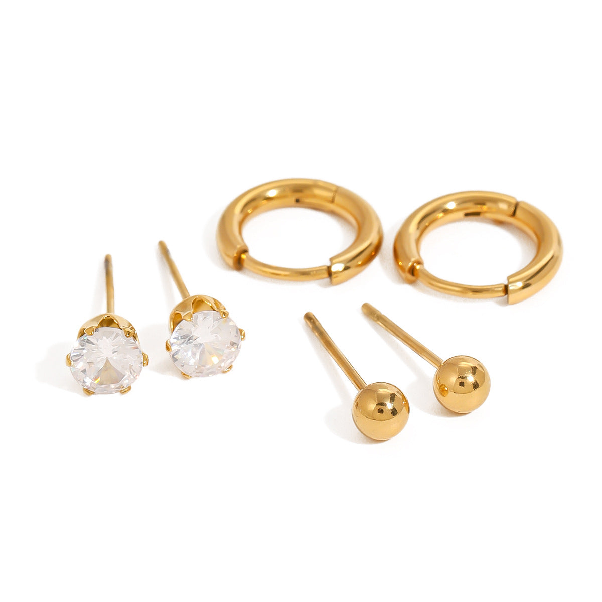 3 paar gouden oorbellen set